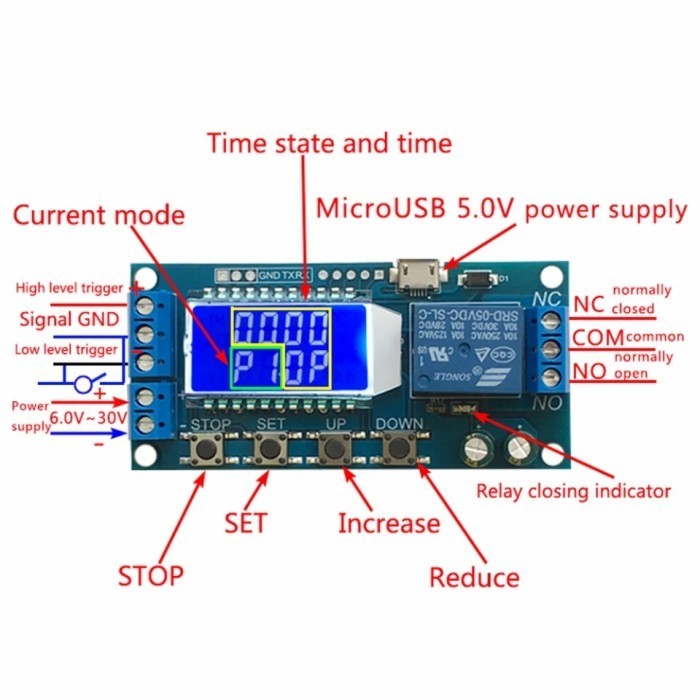 Modul Digital Lcd Time Delay Relay Control Timer Switch Saklar On Off