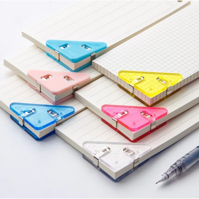 

klip kertas/Klip Binder/Klip Sudut Kertas SEGITIGA Warna Warni