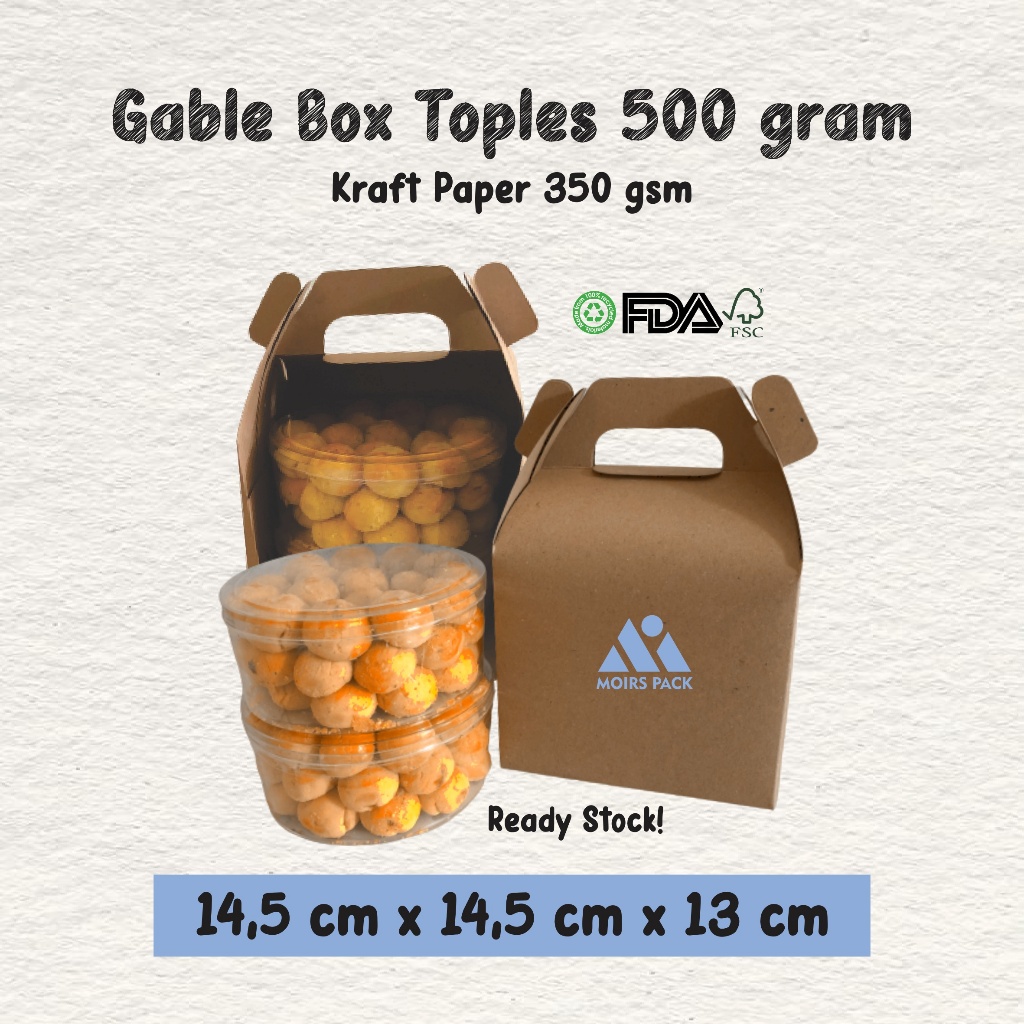 

Gable 14,5x14,5x13 cm Dus Toples 500 gram tebal 350 gsm