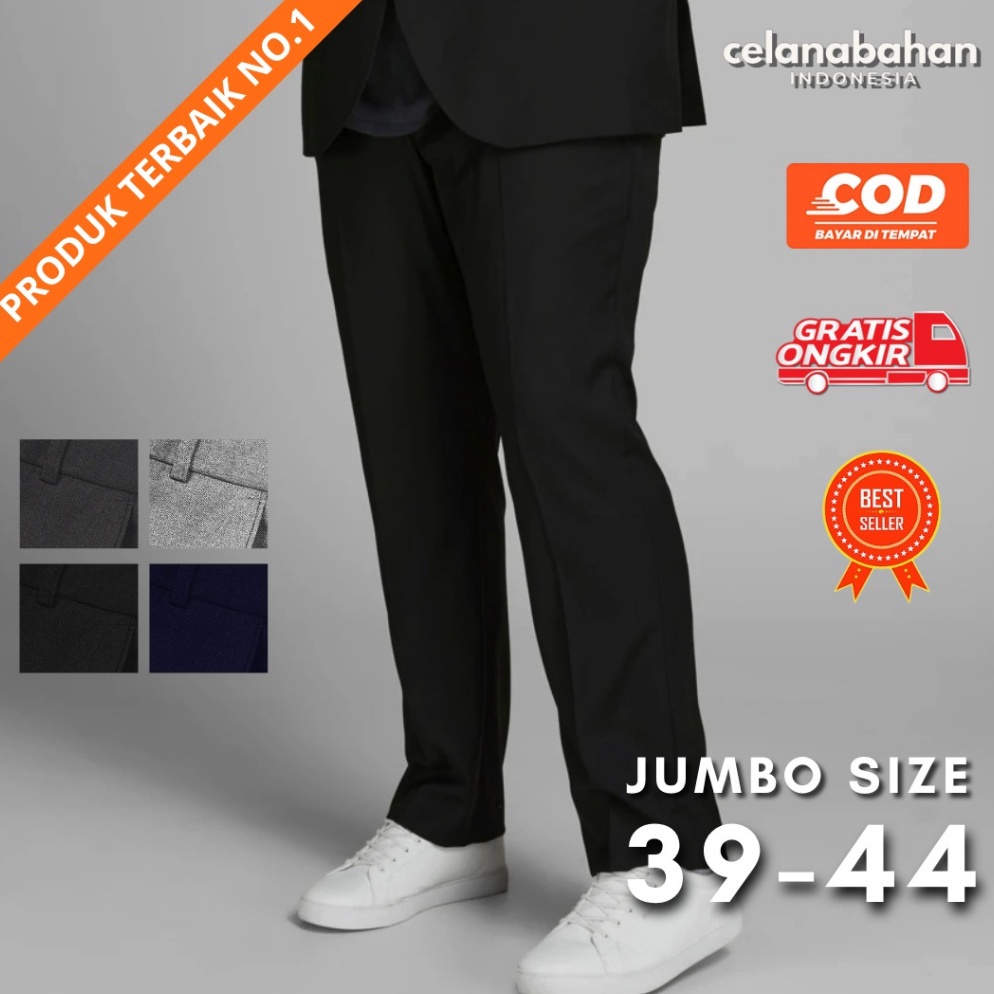 Baru KodeB6n1M Celana Panjang Kantor Jumbo Formal Kerja Bahan Dasar Slimfit Pria