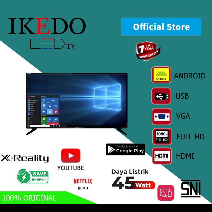 TV LED ANDROID SMART 40 INCH IKEDO ANDROID TV IK-40D12S FULL HD