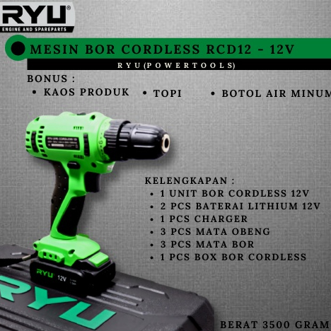 Mesin Bor Cordless RCD-12V Original RYU Mesin Bor Cordless Ryu Mesin Bor Electrik Mesin Bor Baterai Mesin Bor Terbaru Mesin Bor Tangan Mesin Bor 12v Ryu Mesin Bor Multifungsi Mesin Ryu Sparepart Ryu Terlaris Armymaterial Lampung