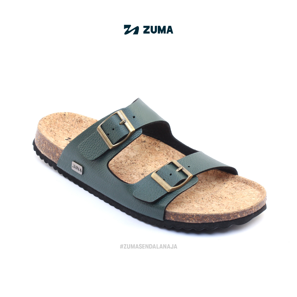 Zuma Men Luca 3 Green, Sandal Slop Pria Karet Slip On Polos, Green