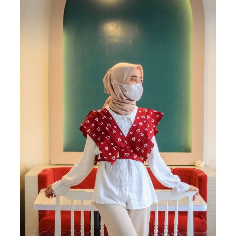 OUTER CROP TOP WANITA RUFFLE MURAH