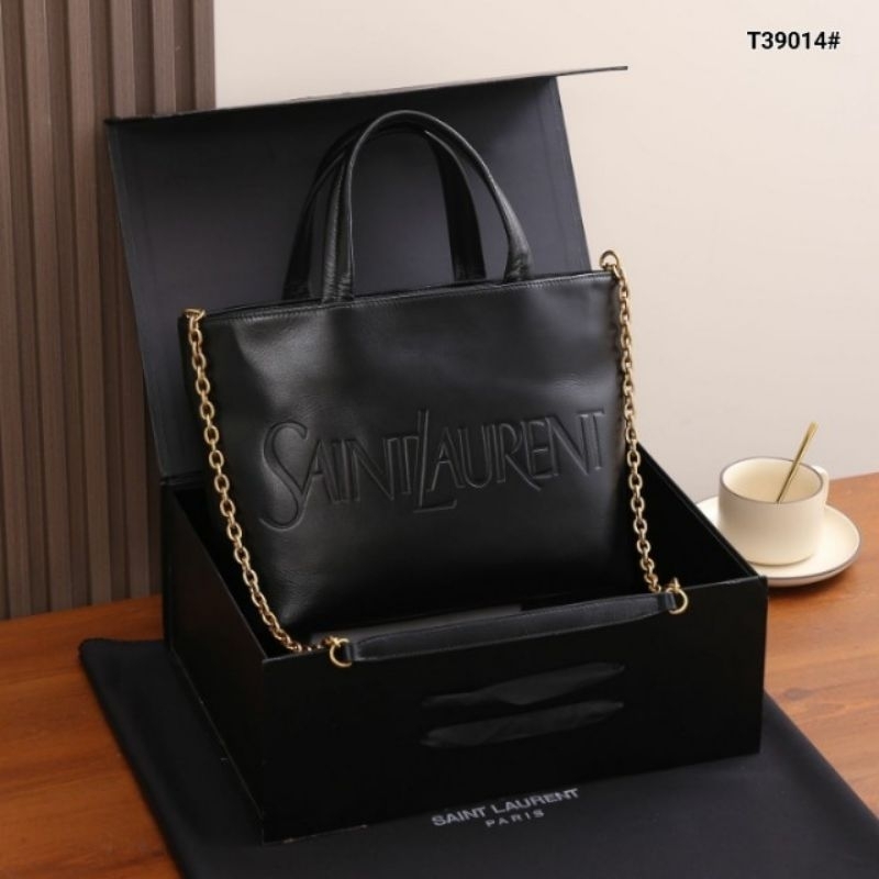 YSL Logo Debossed Medium Tote Bag KULIT ASLI Kode T39014#MIRROR