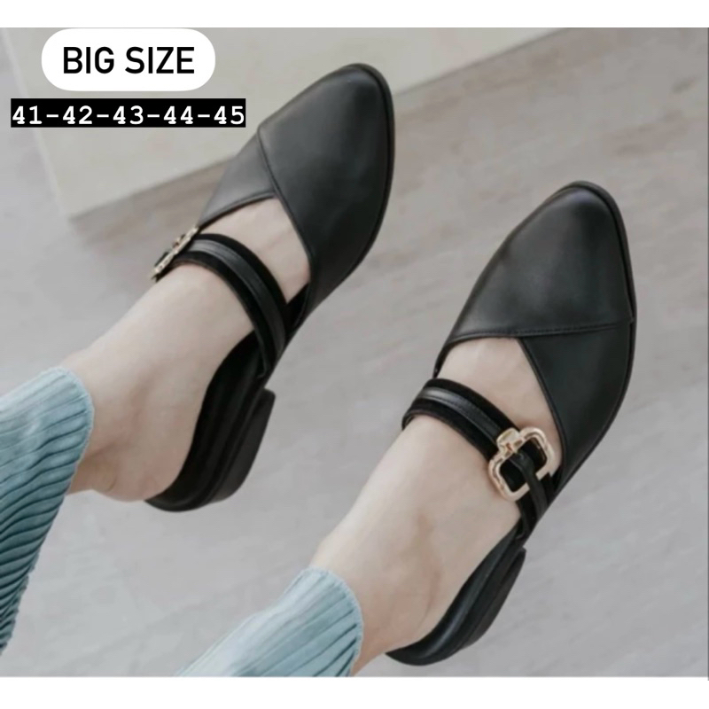 Sandal Bustong Putih Big Size 41-45 / Sepatu Bustong mules Kulit Putih / Bustong Feminim Pesta JUMBO