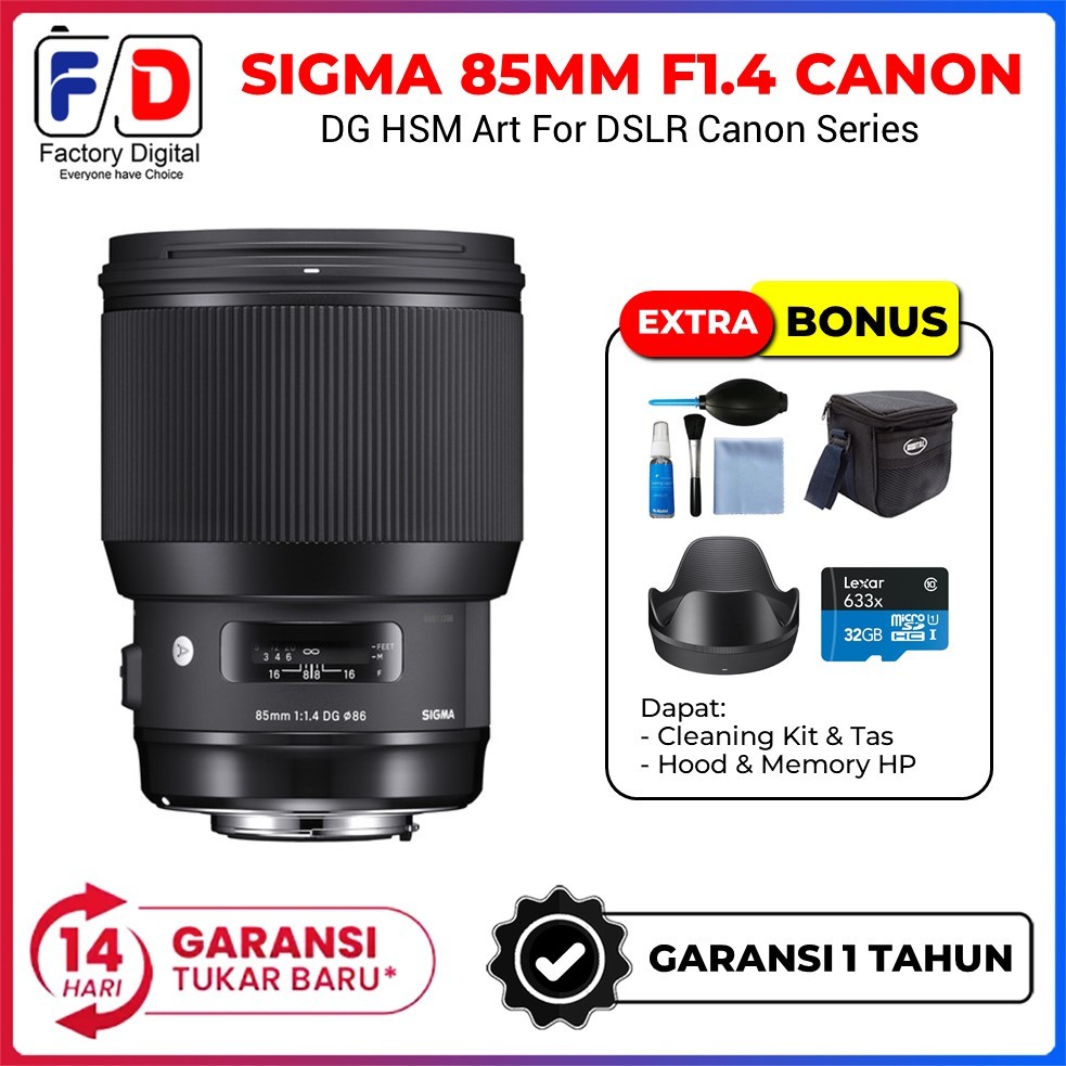 Lensa Sigma 85mm F1.4 DG HSM Art For DSLR Canon 600D 700D 80D 5D 6D 7D