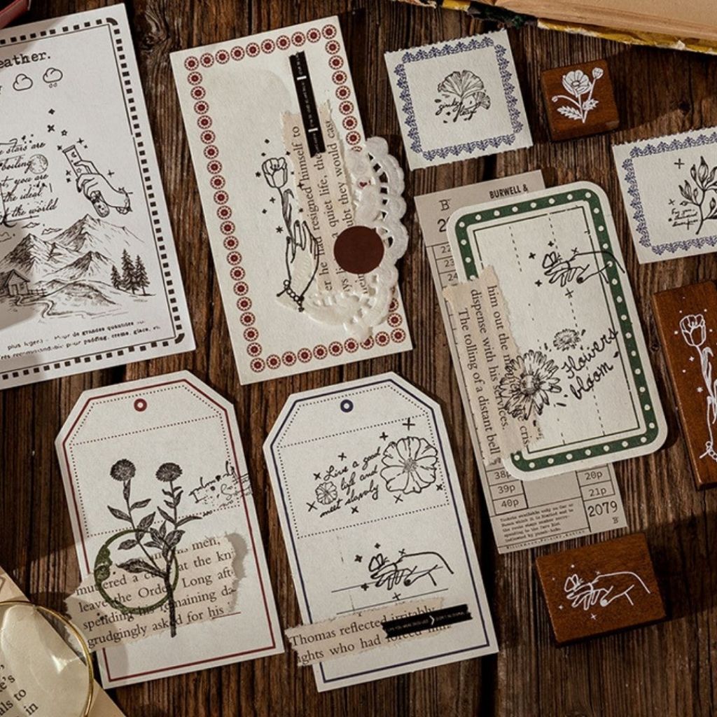 

Stempel Vintage Dekorasi DIY Stamp garden aesthetic dekorasi journal scrapbook deco