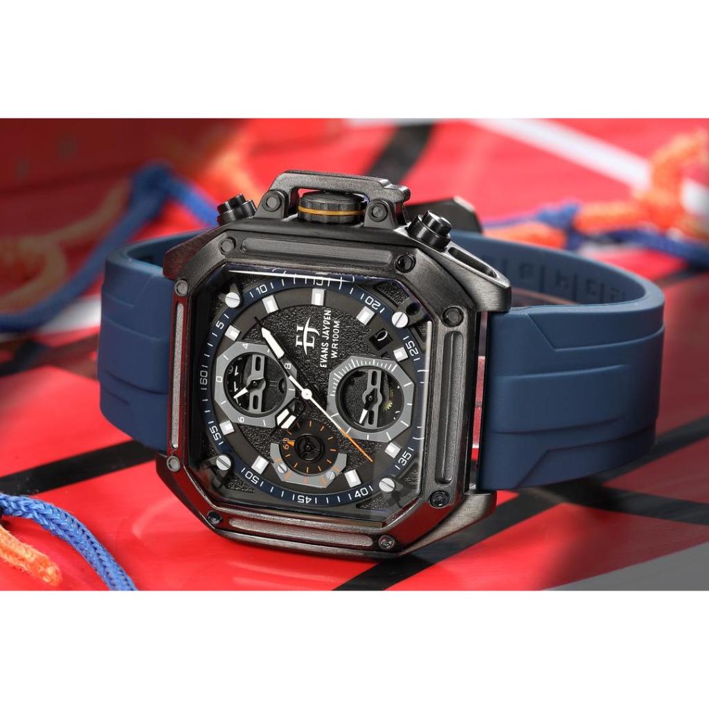 Jam Tangan EVANS JAYDEN 9558 Original Sapphire Chronographrap Fullset New
