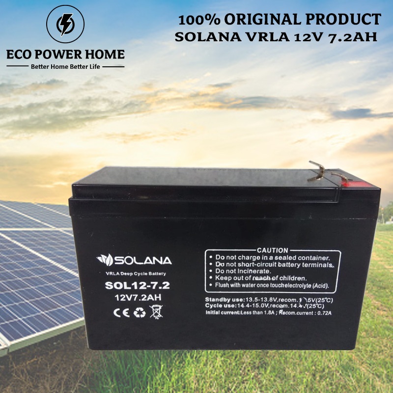 SOLANA VRLA DEEP CYCLE 12V 7.2AH AKI KERING DRY ACCU BATTERY BATERAI
