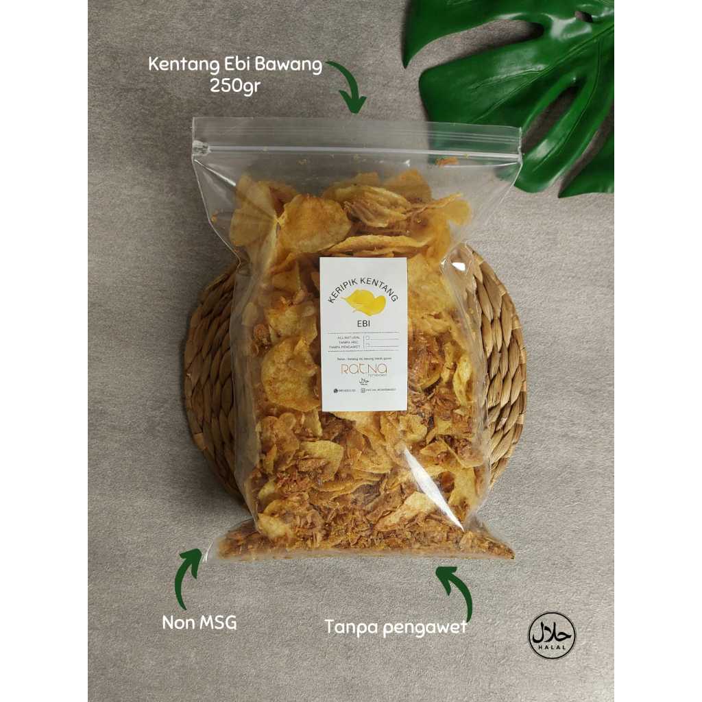 

Keripik Kentang Ebi Bawang Goreng Original Non MSG HALAL 250gram | Kripik Snack Kentang Udang