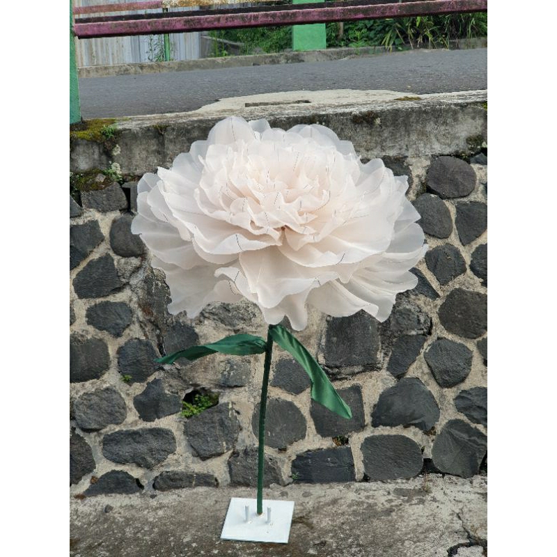 PREMIUM GIANT FLOWER PEONY BUNGA HIASAN KAIN ORGANZA KELOPAK BESAR JUMBO DEKORASI 80CM