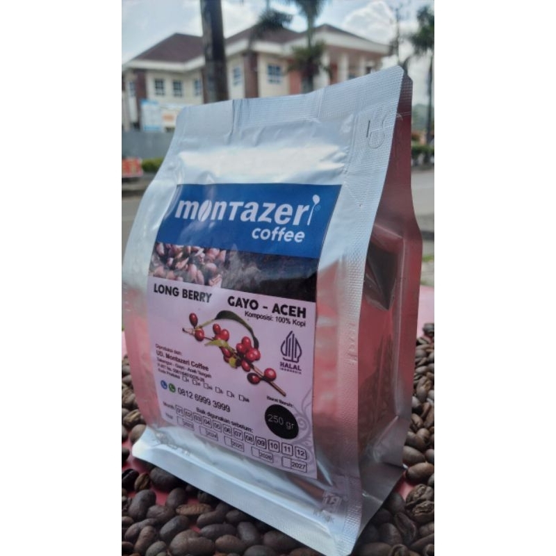 

kopi longberry arabica gayo aceh 250gr biji roasted atau bubuk montazericoffee