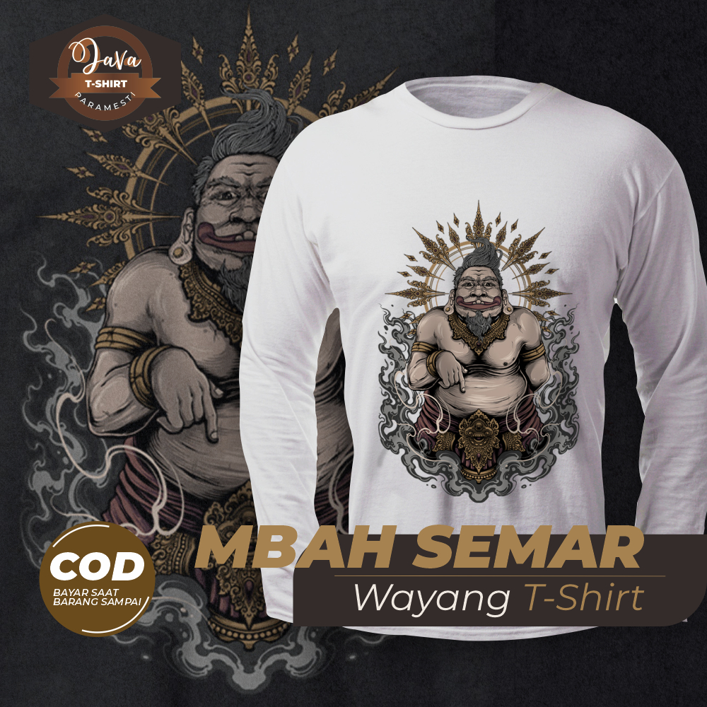 Kaos Pria Wanita Mbah Semar Java T-Shirt Paramesti Lengan Panjang All Size Jumbo