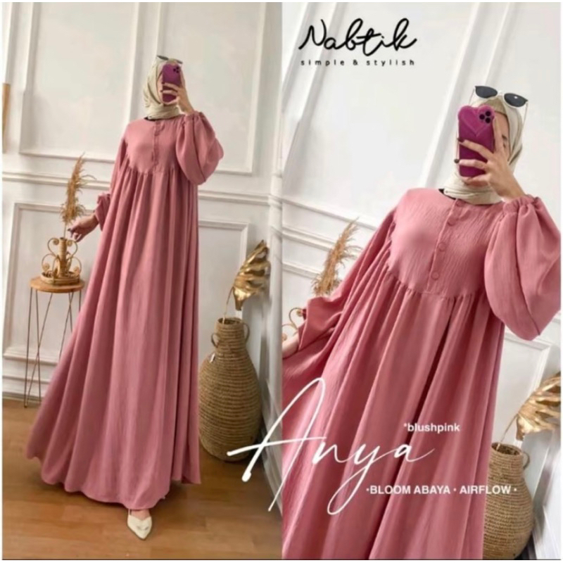 ANYA DRESS ABAYA Crincle Airflow // Dress Abaya Wanita // Dress Crincle Airflow Premium