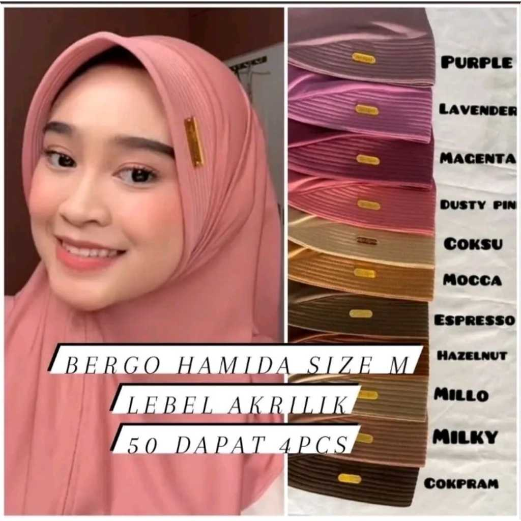 BERGO INSTAN HAMIDAH - hijab Bergo Hamidah jersey  M Label Akrilik Premium - bergo hamidah jersey