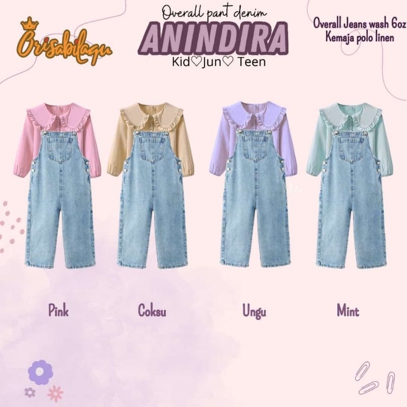 anindira overall denim orisabiilaqu baju anak perempuan overall/monyetan celana