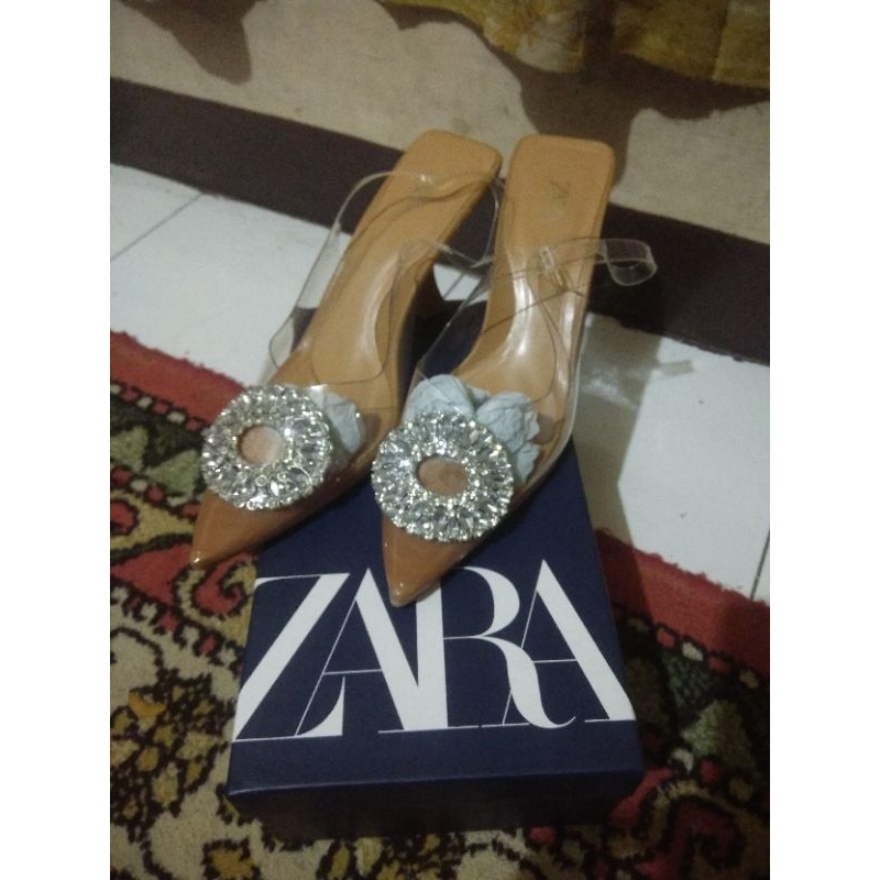 Sepatu ZARA HEELS Shimmery Slingback  Shoes 2113 - 3 cm | Sepatu Wanita
