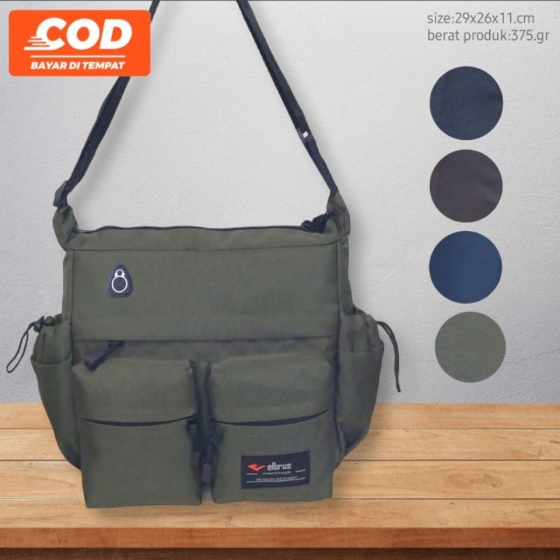 Tas Selempang Laptop 14.inch Pria Elbrus Tas Bahu Pria Tas Selempang Bahu Pria Besar Kerja Kotak Tas