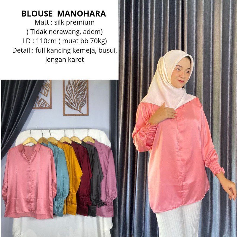 Blouse Manohara / Atasan Kemeja wanita basic armani silk polos premium / Kemeja formal casual korean