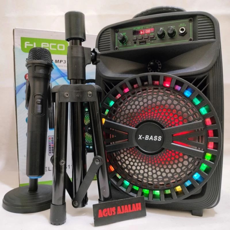 speaker bluetooth karaoke 8, 5 inch bonus microphone wireless x bass radio FM speaker aktif bluetoot