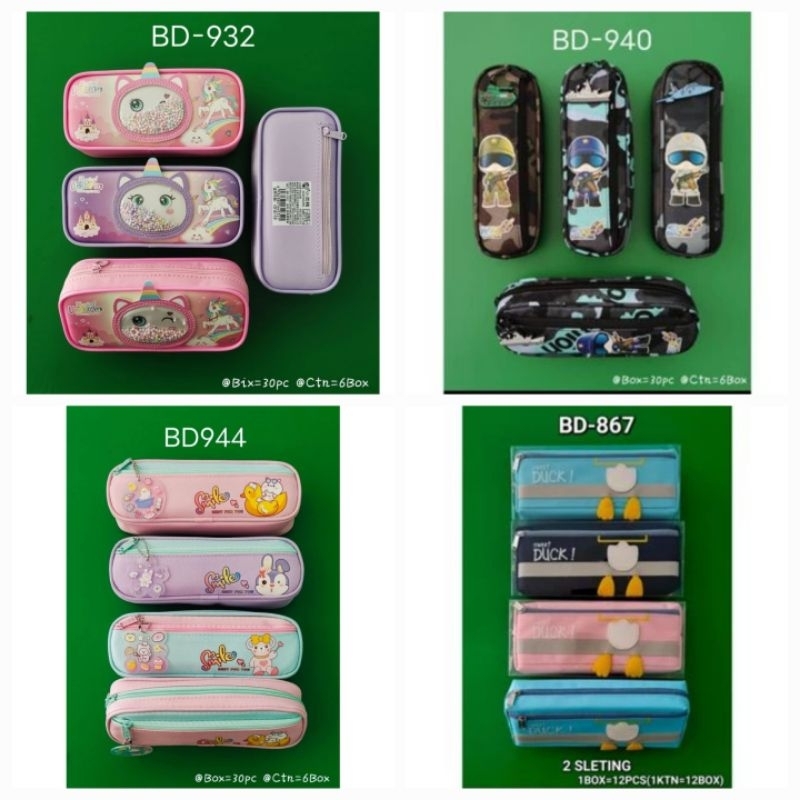 

Tempat Pensil Kotak Pensil Kain Kualitas Premium Xiao Ling Jing kain bd 832 Double 2 Sleting/ karakter boy girl animal SNR kuromoi gambar timbul bola warna warni