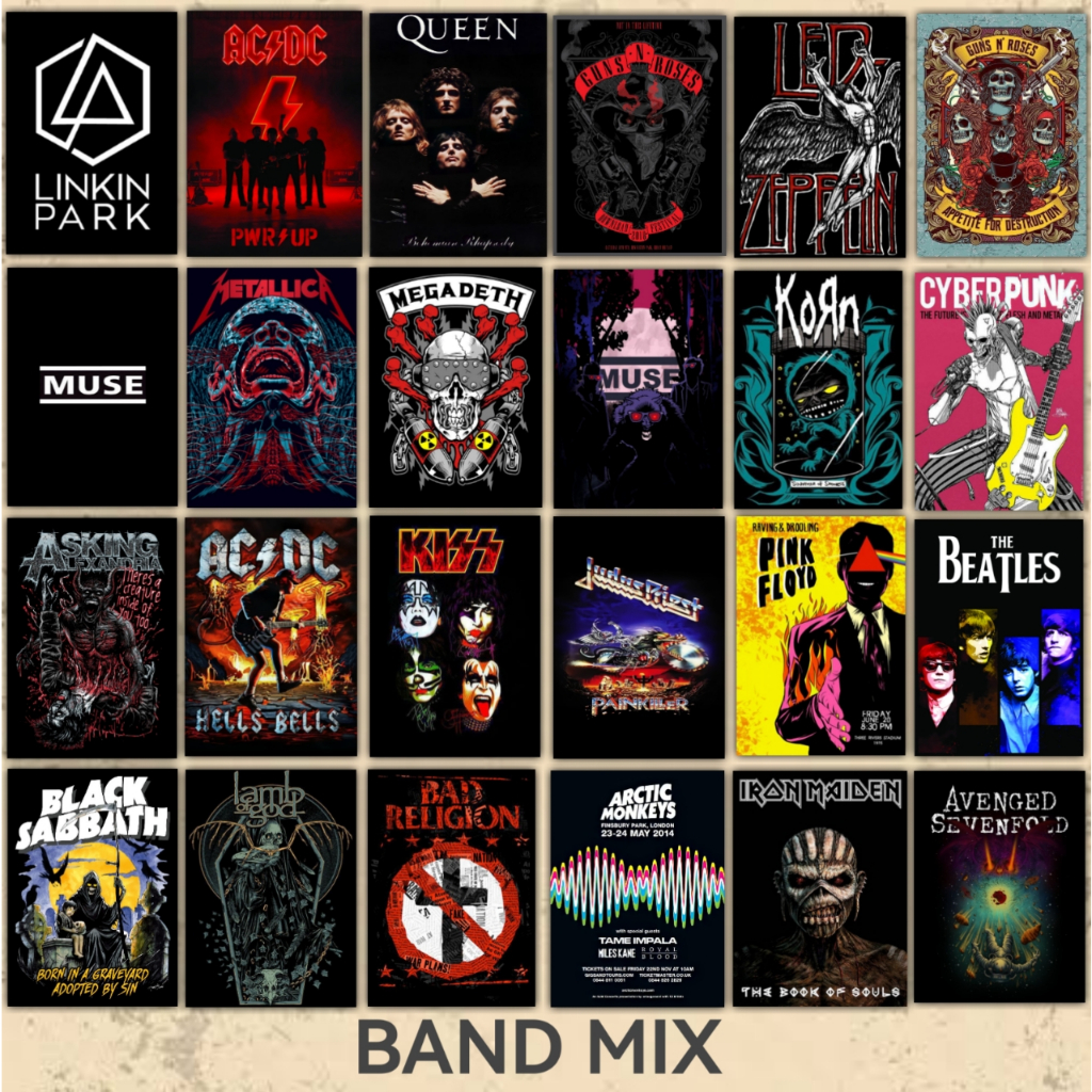 Poster Dinding A4 Aesthetic Band Vintage | Dekorasi Dinding A4 | Hiasan Dinding Custom