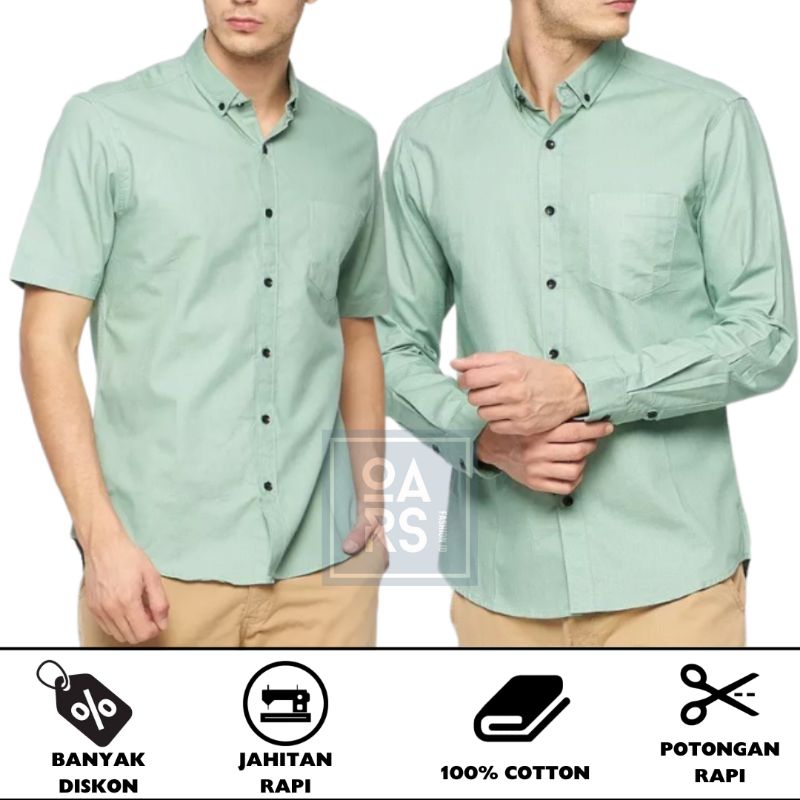 Kemeja Couple Ayah dan Anak laki laki polos warna tosca sage green hijau mint softgreen lengan panjang dan pendek casual formal kemeja jumbo pria hem polos pakaian laki laki lengan panjang baju cowok sage