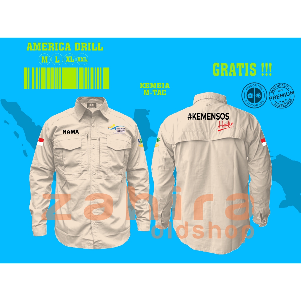 Kemeja M-tac Kemeja Lapangan Kemeja Lengan Panjang Kemensos tim PKH kemensos hadir