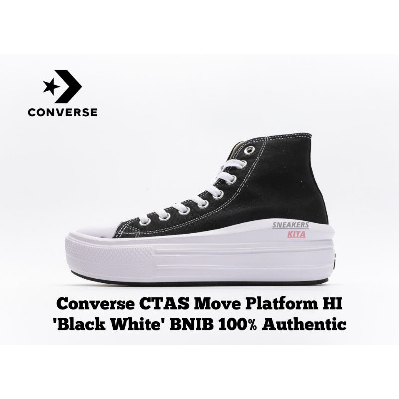SNEAKERS KITA - Sepatu Converse Platform Move CTAS HI Black White 679497C