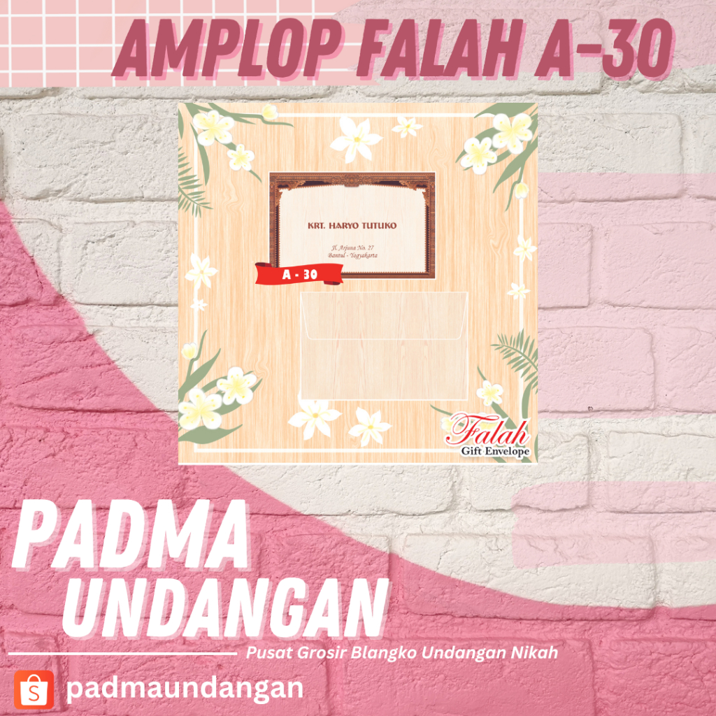 

Amplop Falah A-30 | Pusat Grosir Blangko | PadmaUndangan