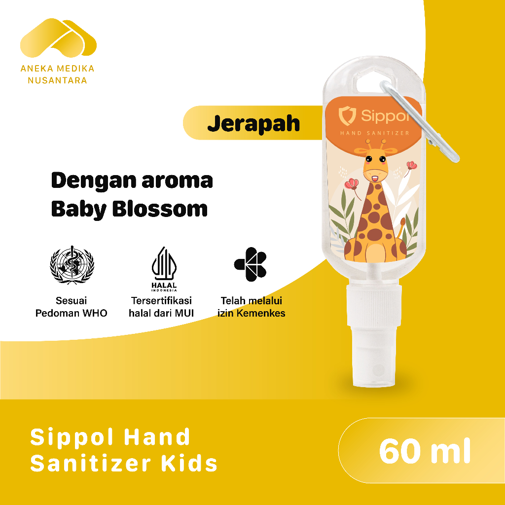Sippol Hand Sanitizer Kids 60 ml [Baby Blossom] [Jerapah] / Antiseptik Pembersih Tangan Anti Bakteri