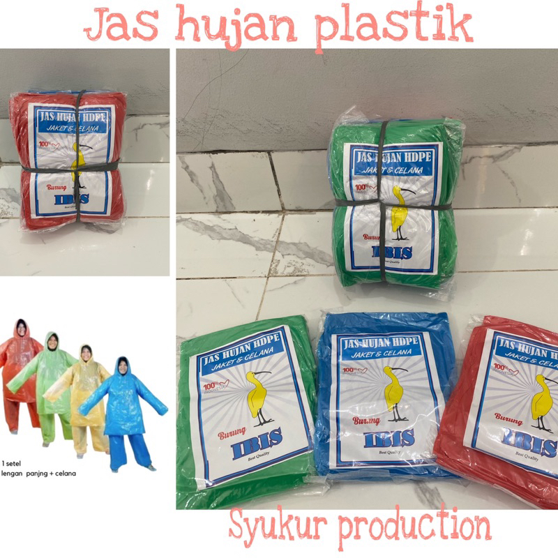 Jas hujan plastik HDPE/mantel plastik setelan baju celana/Ponco