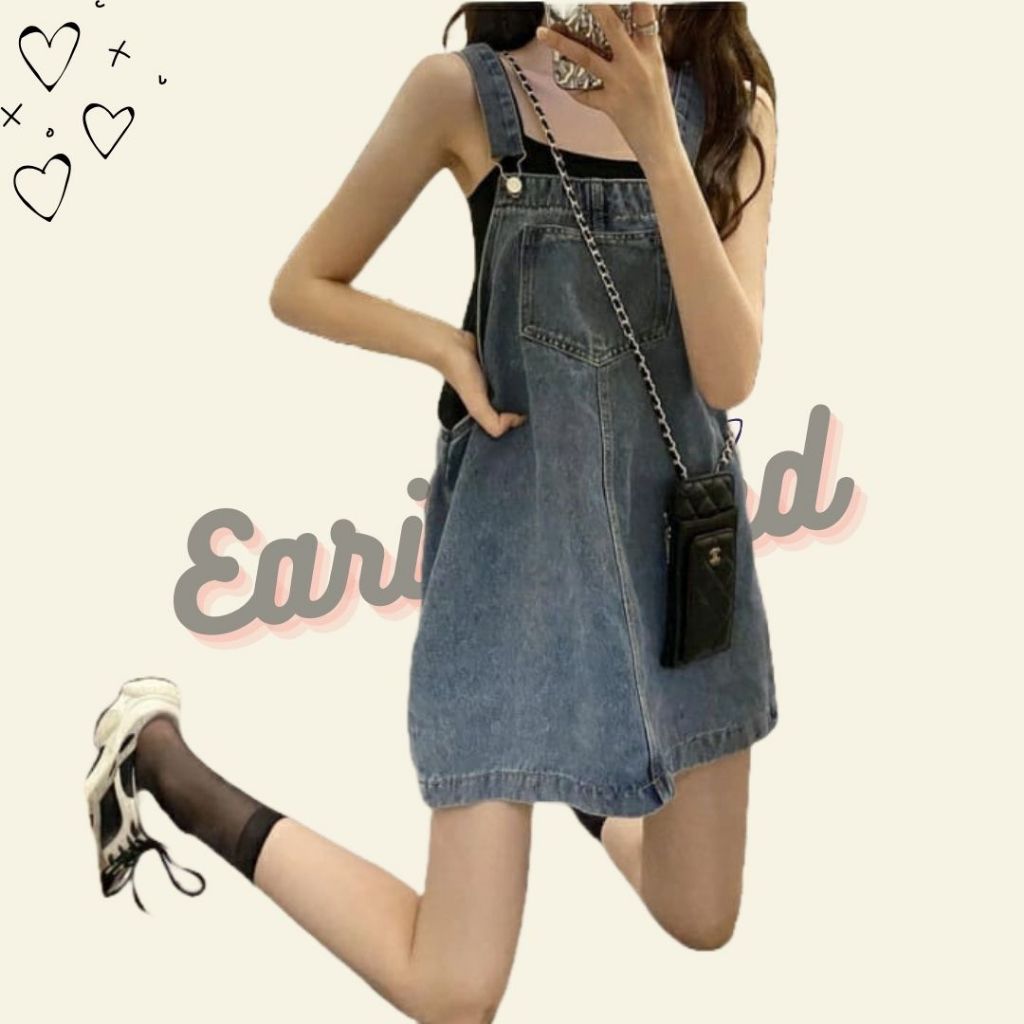 Overall Rok Denim Pendek Wanita/Dress Denim/Overall Denim
