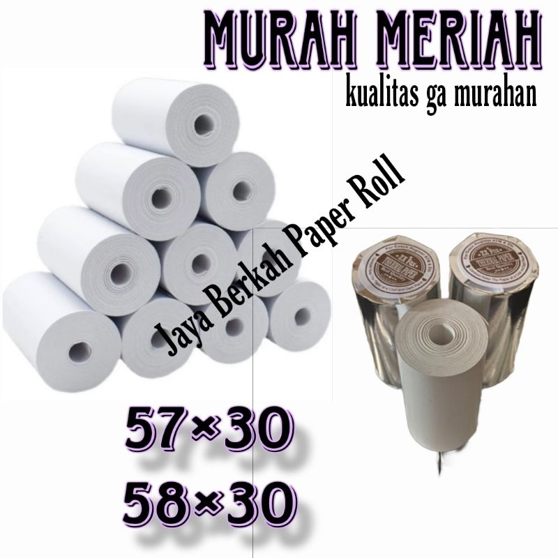 

Kertas Thermal polos full kertas 57/57x30mm 5 RoLL