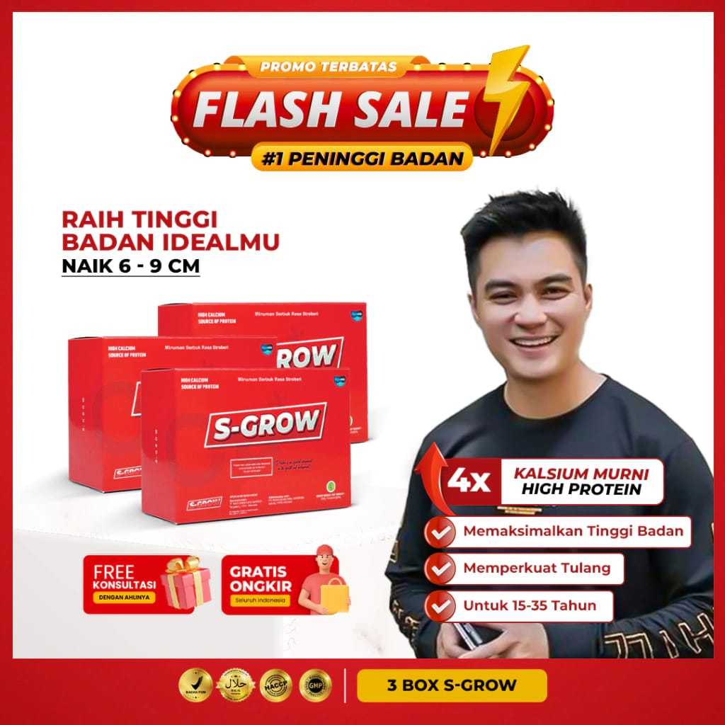 

S-GROW Susu Peninggi Badan Terbaik Untuk Remaja dan Dewasa Suplemen Peninggi Badan Original 100% Tinggi kalsium untuk Pertumbuhan Tulang Menambah Tinggi Badan tercepat Terbukti Ampuh Obat Peninggi Badan Susu tinggi