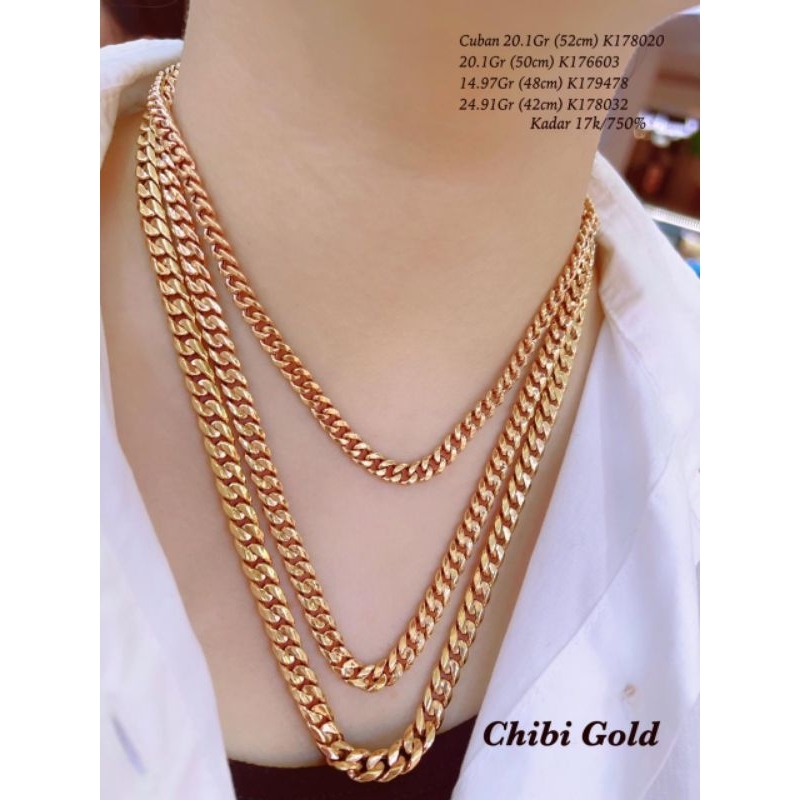 CHIBI GOLD kalung cuban emas 750 kadar 17k  - chibi gold