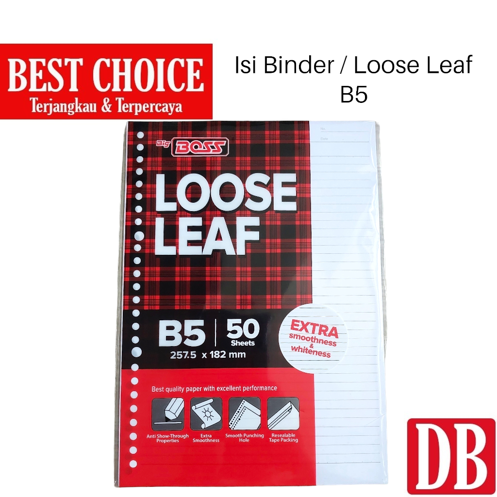 

Isi Kertas Binder / Loose Leaf B5 Big Boss Garis Isi 50 Lembar