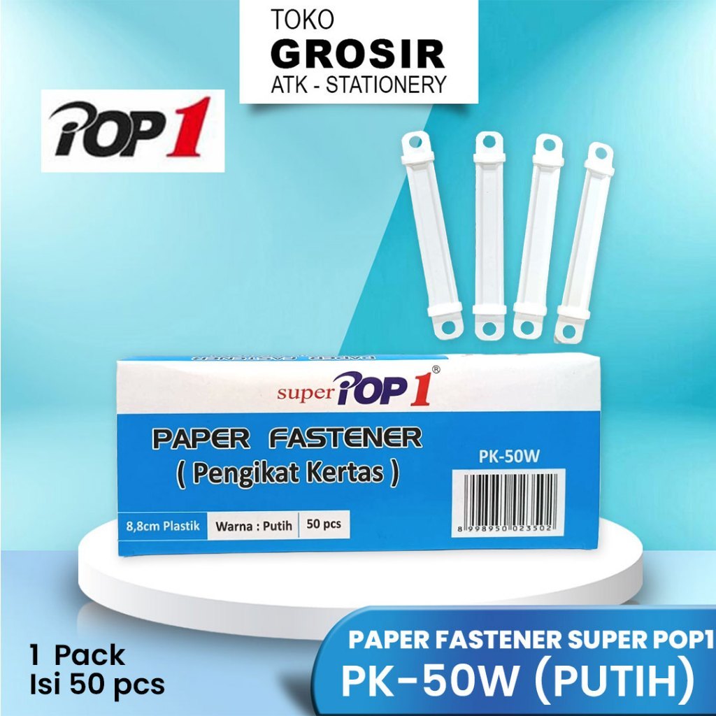 

PAPER FASTENER PK-50W PUTIH/ PENGIKAT KERTAS PUTIH SUPERPOP1 / 1 PACK ISI 50 PCS