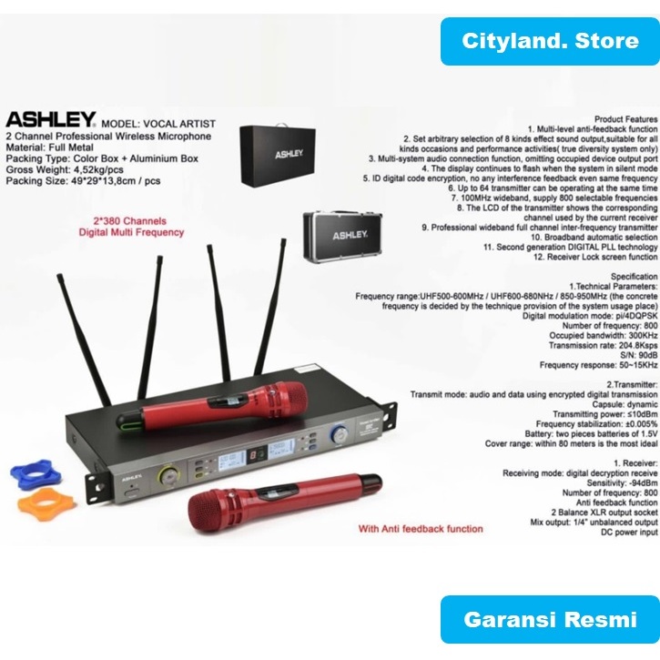 Mic wireless Ashley Vocal Artist/ Microphone Ashley Vocal Artist Original