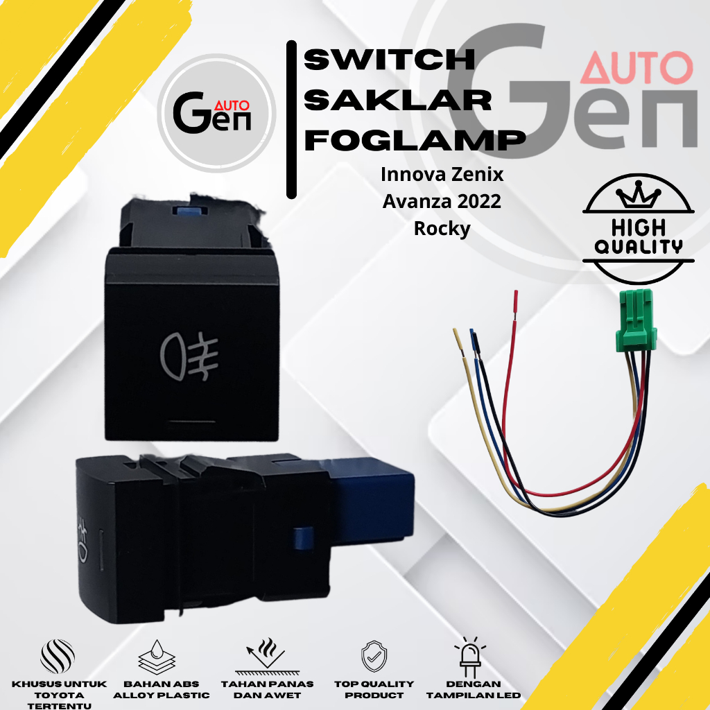 SWITCH SAKLAR FOGLAMP TOYOTA ZENIX/ ROCKY / AVANZA 2022 / SWITCH FOGLAMP MOBIL + SOCKET KABEL