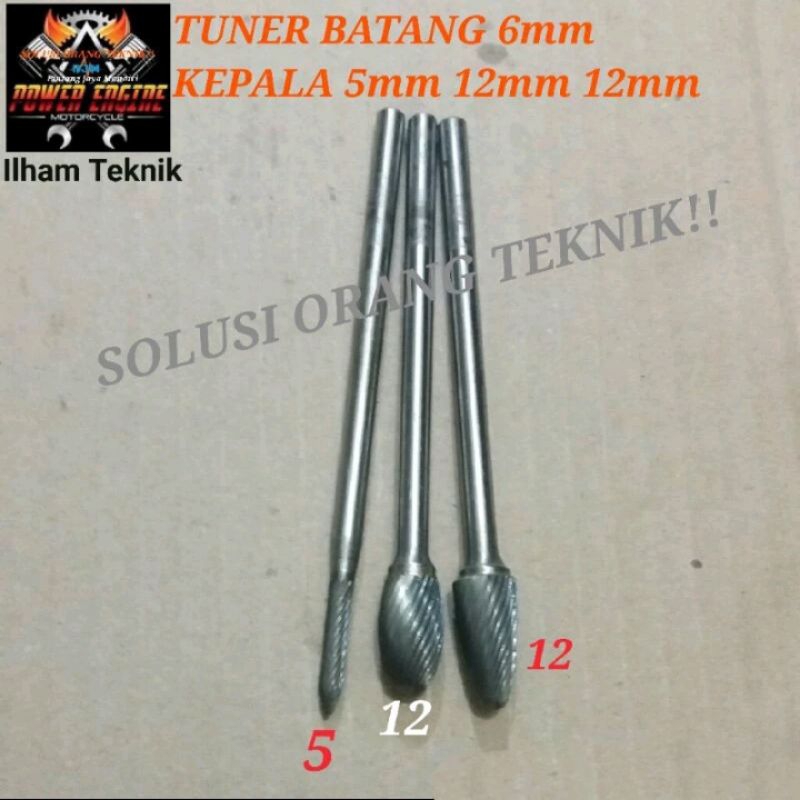 TUNER BATANG 6mm KEPALA 5mm 12mm 12mm CARBIDE BOR PORTING BOR TUNER BOR CARBIDE TUNER PANJANG TUNER 