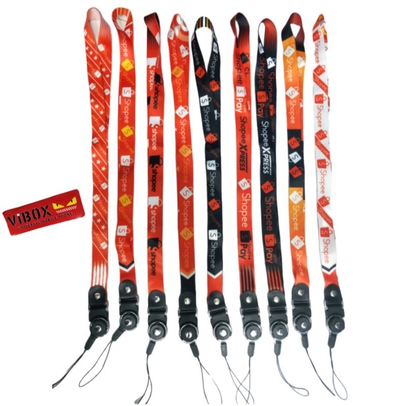 New Tali Gantungan HP Handphone Shopee gantungan Kunci id card / Kartu Nama Motif shope Bahan Import