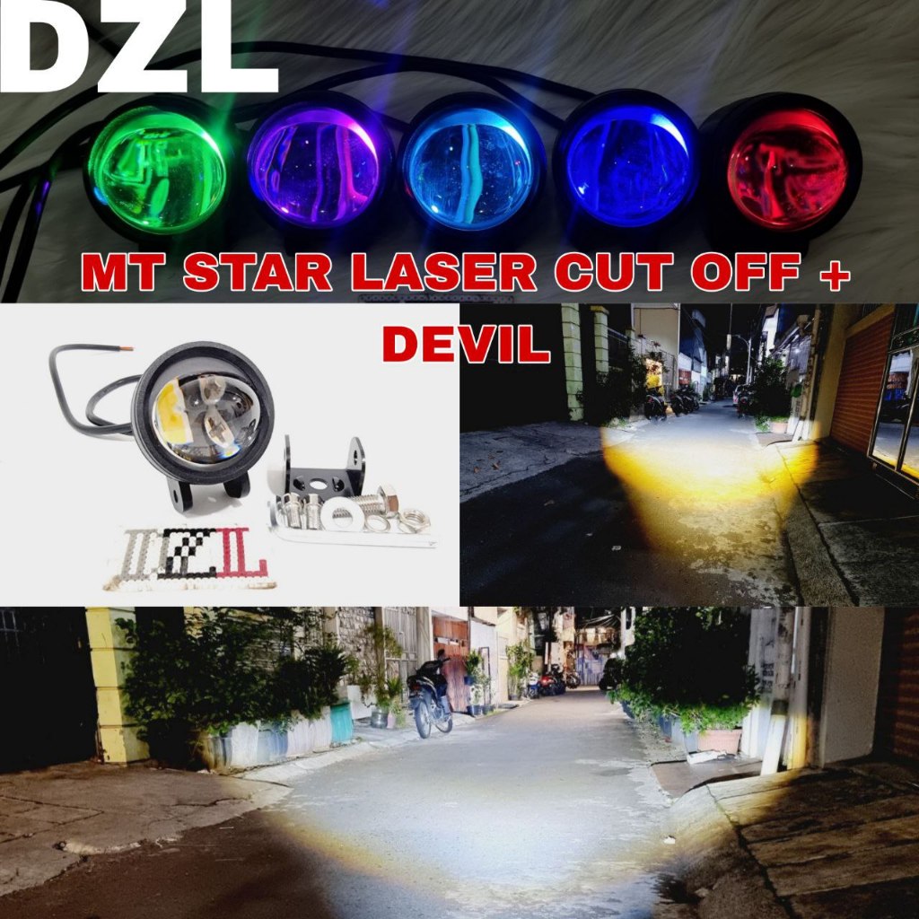 MT STAR lampu tembak led cwl laser gun d2 cut off plus devil demon 4d high low t20 t20x