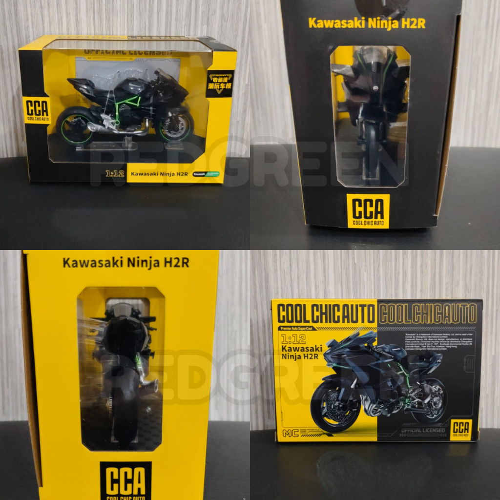 mainan anak diecast cca kawasaki ninja h2r hitam diecast