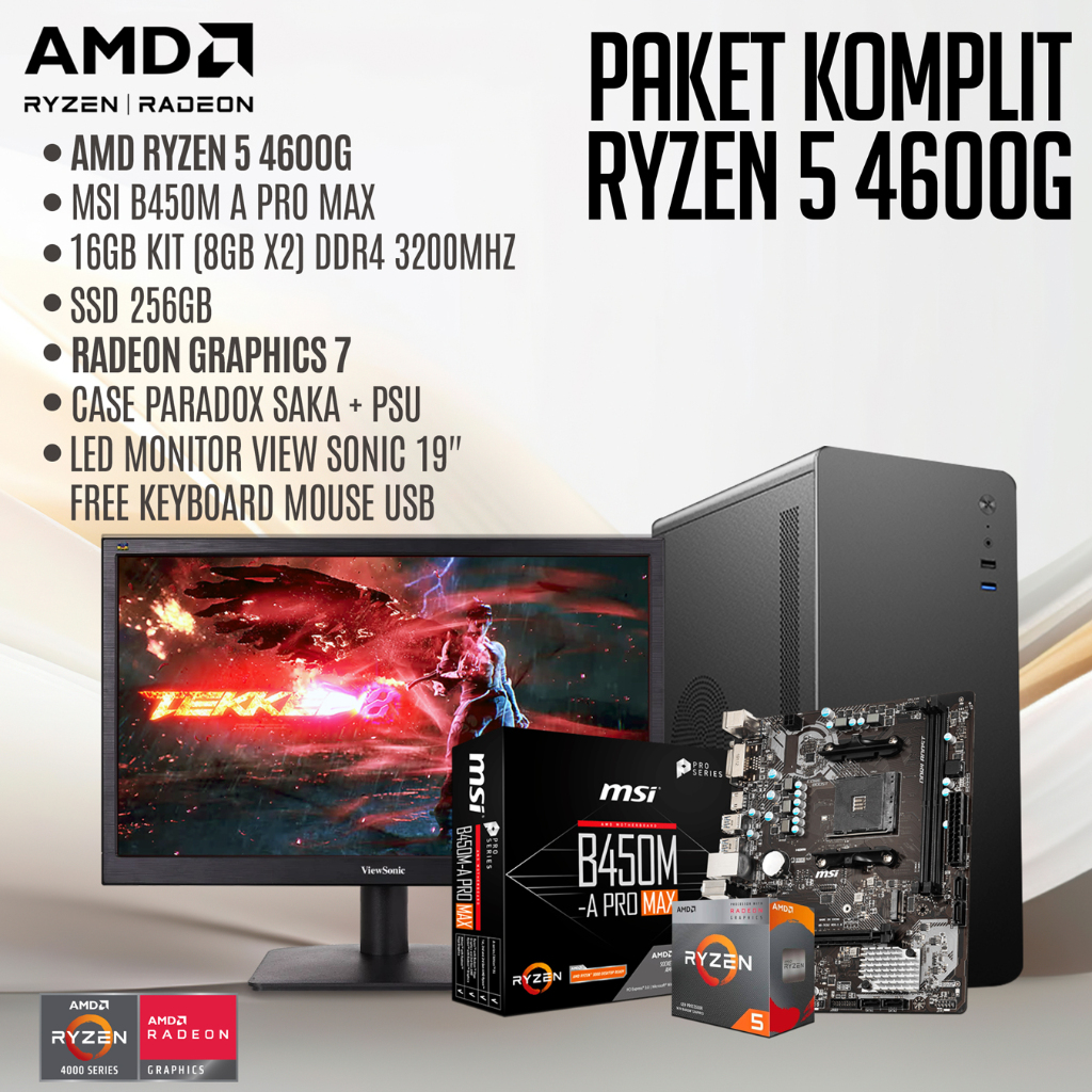 PAKET PC KOMPLIT AMD RYZEN 5 4600G NEW