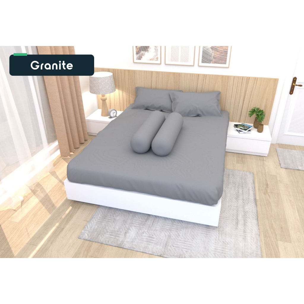 Adela Sprei Polos GRANITE T20 cm - Sprei Set Tanpa Bedcover
