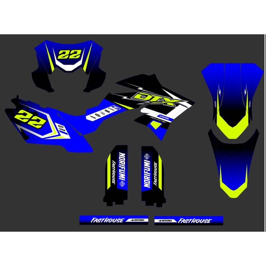 Decal kawasaki new dtracker 150 supermoto biru putih list stabilo