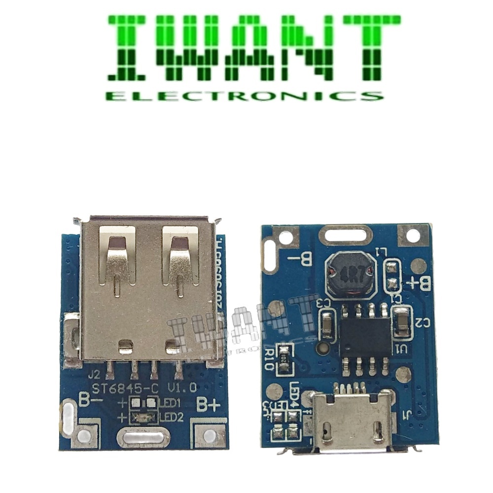 MODULE CHARGER BATERAI 5V 1A MODULE POWERBANK DUA SISI USB SOKET A USB MICRO BOOST BOARD LITHIUM BAT