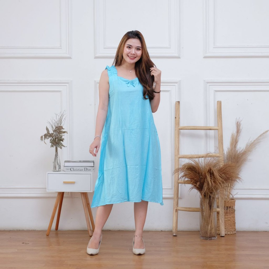 Daster Yukensi Lobek Dress Bali Singlet Tanpa Lengan LD 120cm Baju Tidur Wanita Kekinian